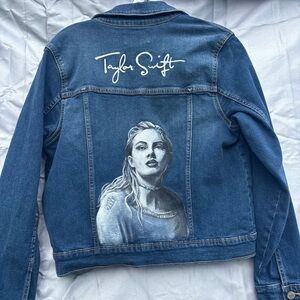 Custom hand-painted denim jacket. Fully washable. Taylor Swift